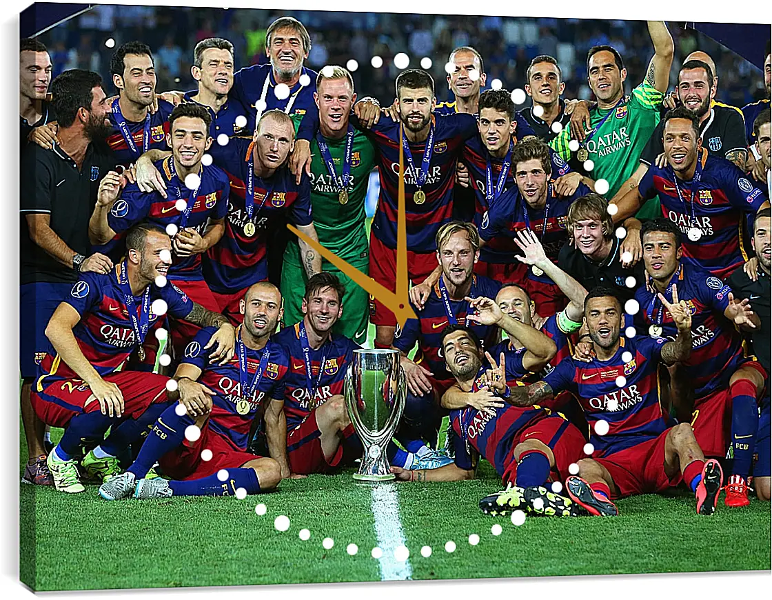 Часы картина - Победа в суперкубке 2015. ФК Барселона. FC Barcelona