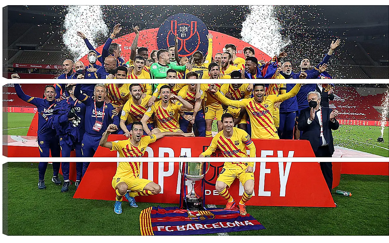 Модульная картина - Победа в кубке Испании. ФК Барселона. FC Barcelona