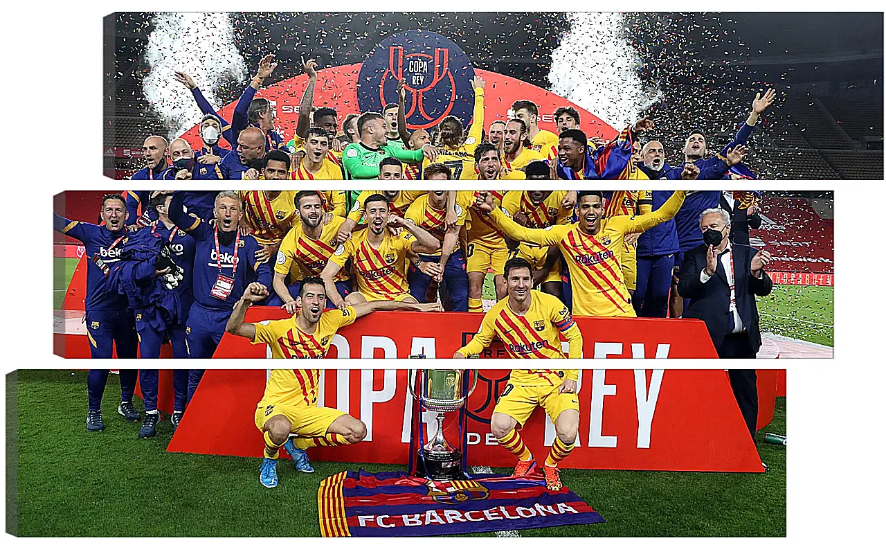 Модульная картина - Победа в кубке Испании. ФК Барселона. FC Barcelona