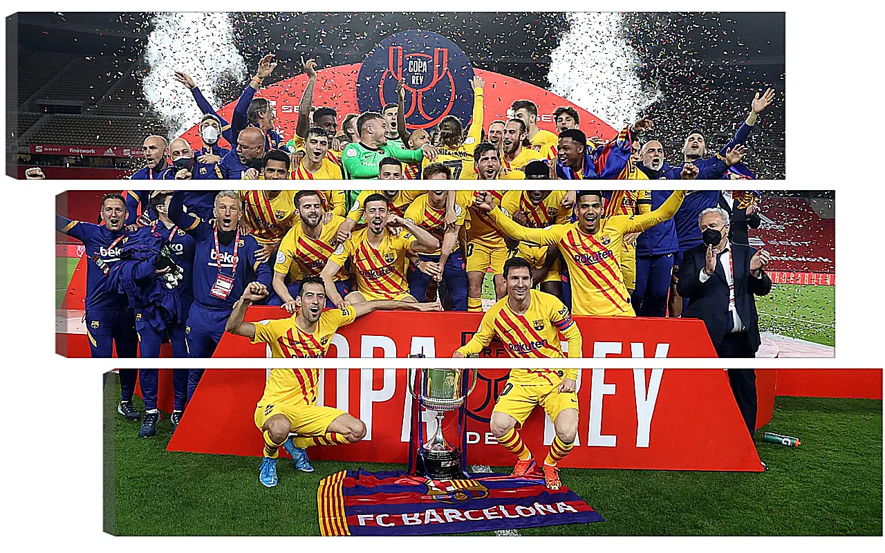 Модульная картина - Победа в кубке Испании. ФК Барселона. FC Barcelona