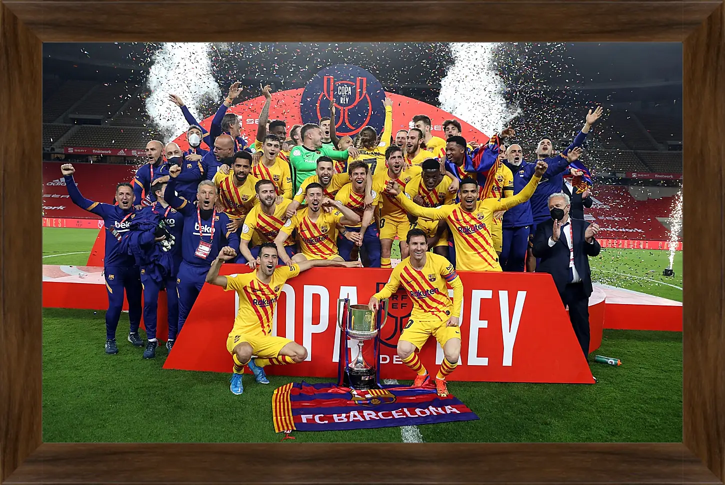 Картина в раме - Победа в кубке Испании. ФК Барселона. FC Barcelona