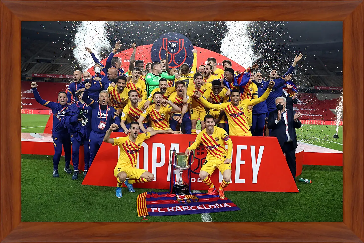 Картина в раме - Победа в кубке Испании. ФК Барселона. FC Barcelona