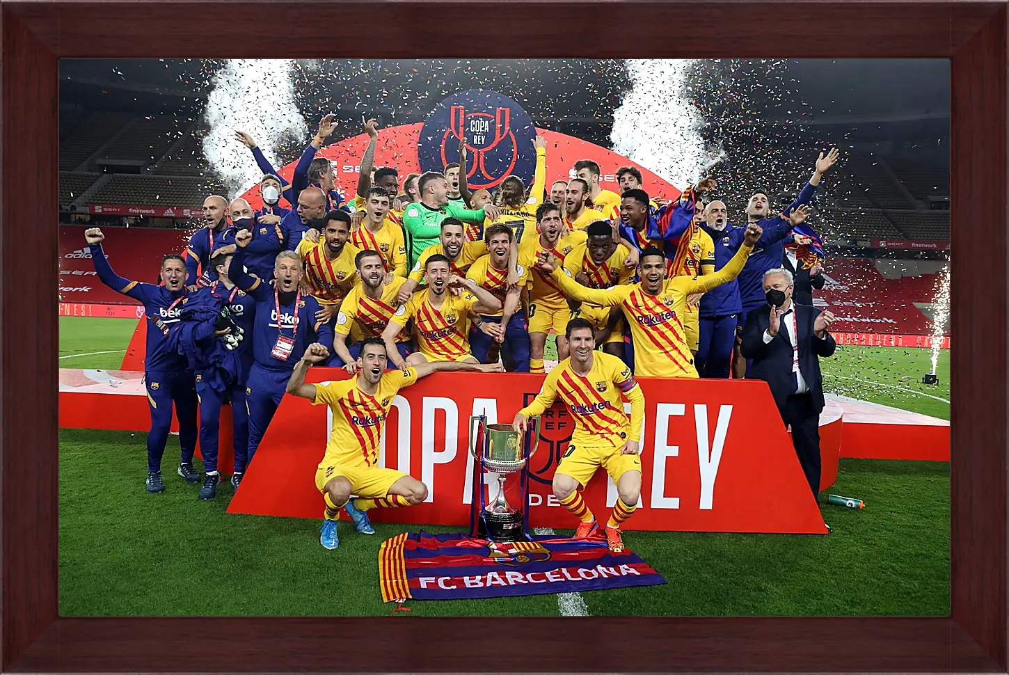 Картина в раме - Победа в кубке Испании. ФК Барселона. FC Barcelona