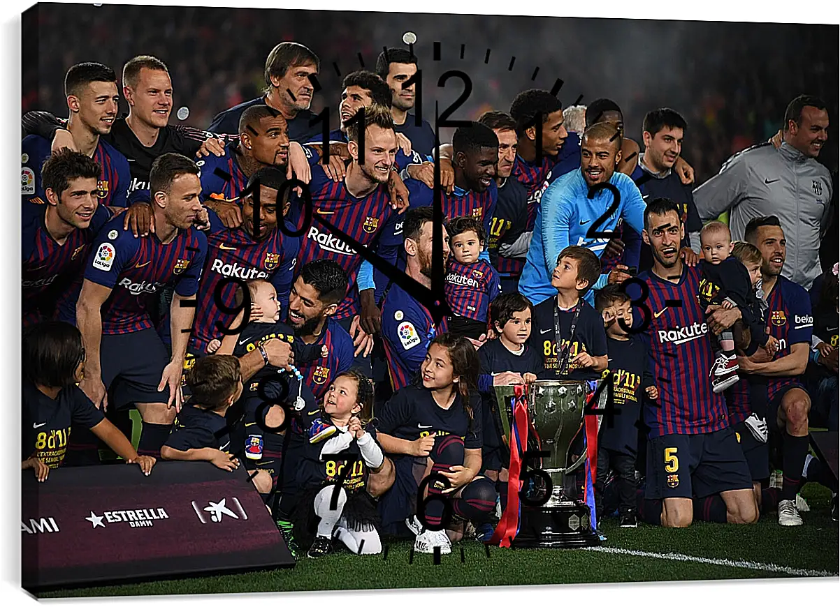 Часы картина - Победа в Чемпионате Испании. ФК Барселона. FC Barcelona