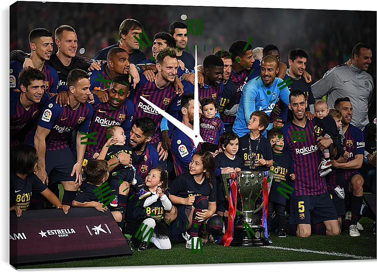 Часы картина - Победа в Чемпионате Испании. ФК Барселона. FC Barcelona