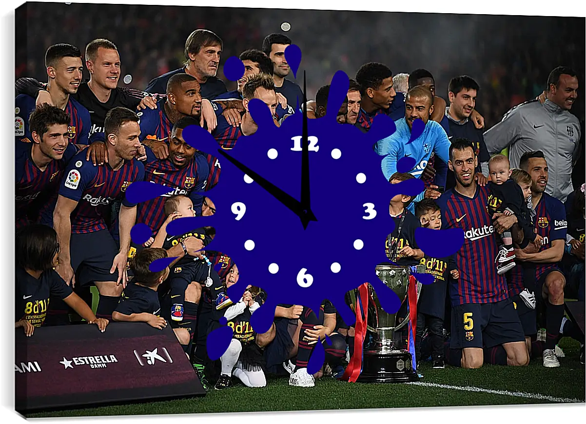 Часы картина - Победа в Чемпионате Испании. ФК Барселона. FC Barcelona