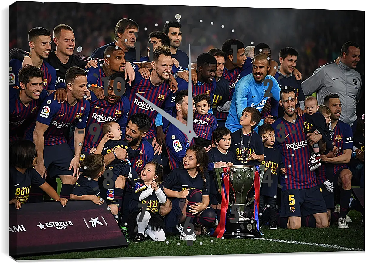 Часы картина - Победа в Чемпионате Испании. ФК Барселона. FC Barcelona