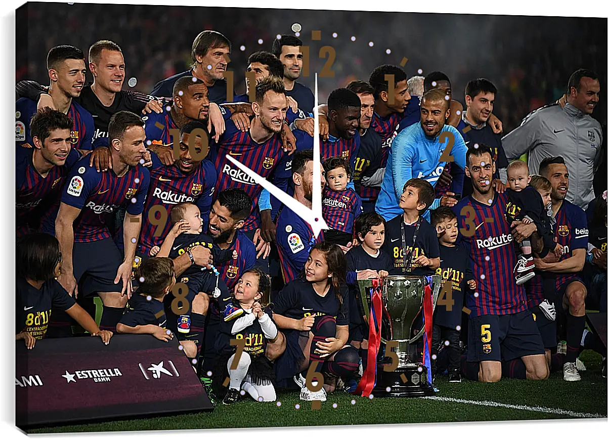 Часы картина - Победа в Чемпионате Испании. ФК Барселона. FC Barcelona