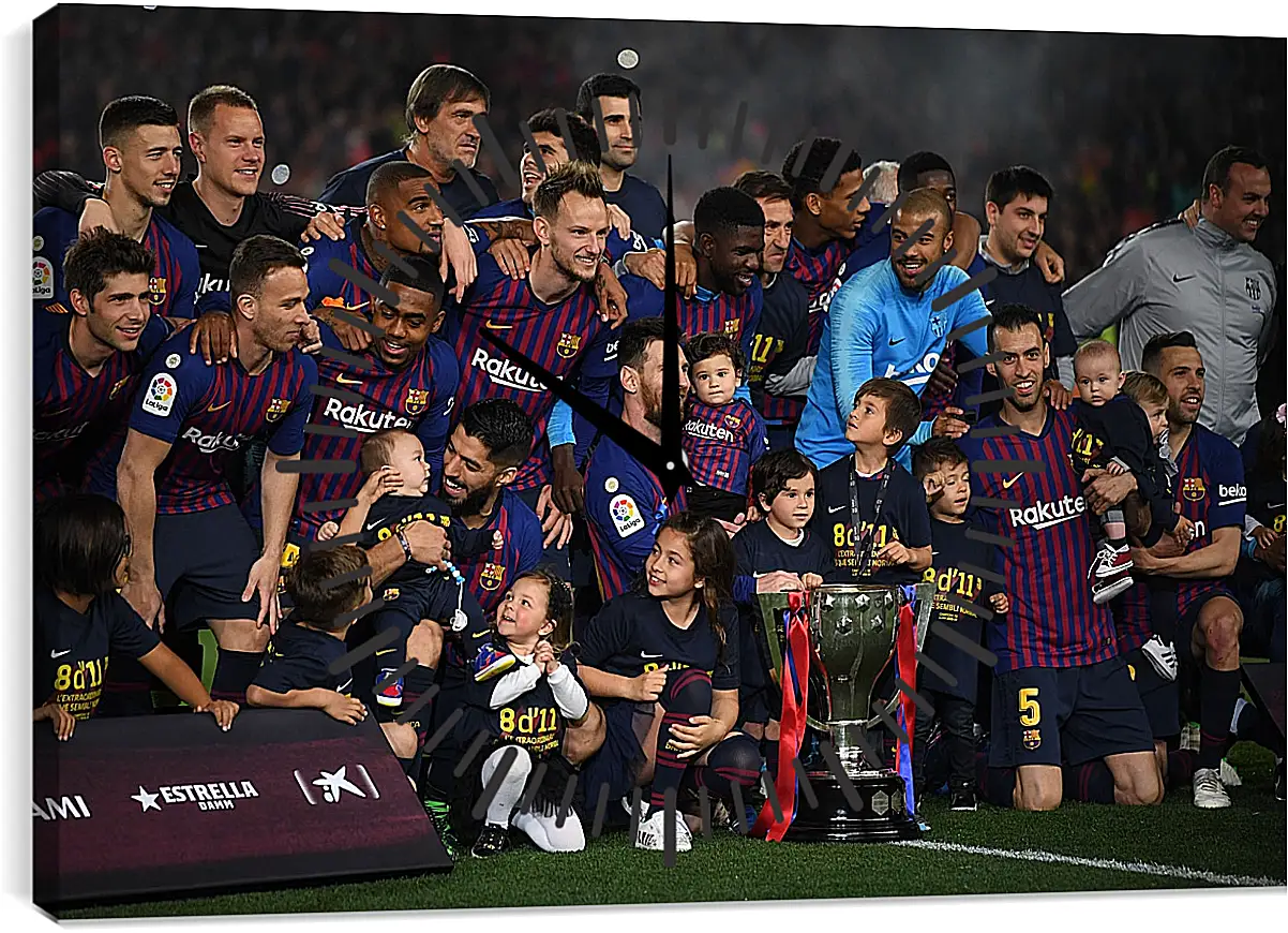 Часы картина - Победа в Чемпионате Испании. ФК Барселона. FC Barcelona