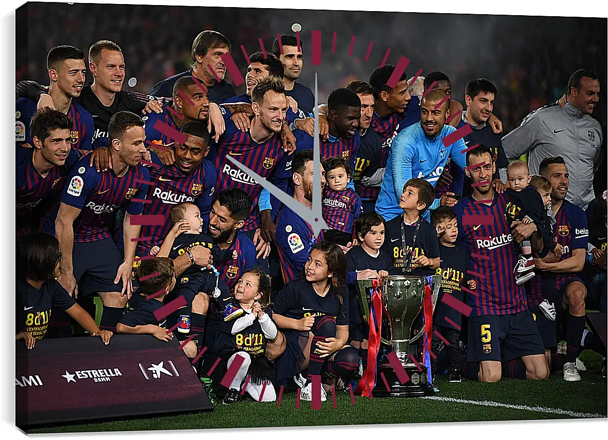 Часы картина - Победа в Чемпионате Испании. ФК Барселона. FC Barcelona