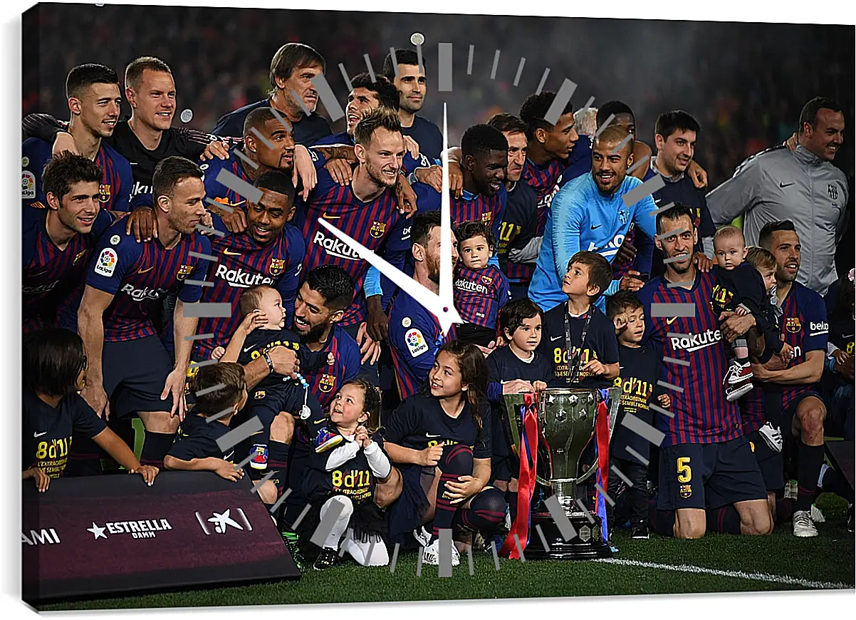 Часы картина - Победа в Чемпионате Испании. ФК Барселона. FC Barcelona