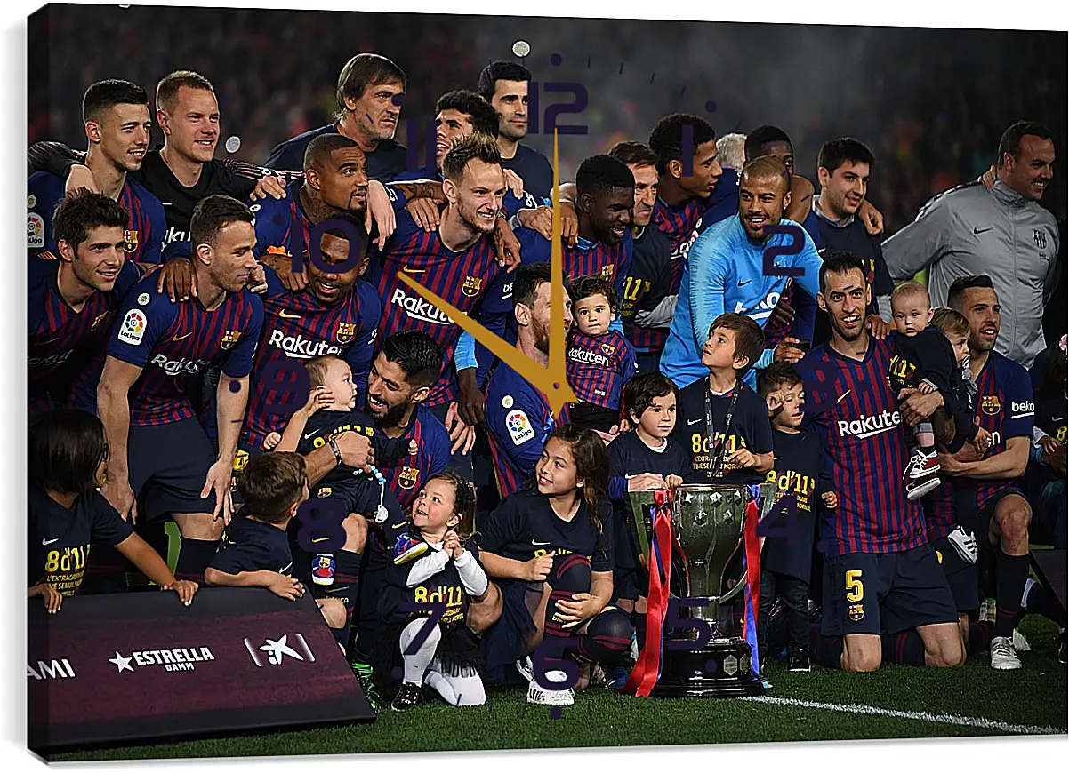 Часы картина - Победа в Чемпионате Испании. ФК Барселона. FC Barcelona