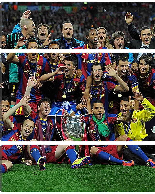 Модульная картина - Победа в Лиге Чемпионов 2011. ФК Барселона. FC Barcelona