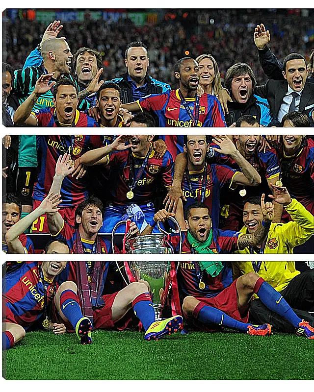 Модульная картина - Победа в Лиге Чемпионов 2011. ФК Барселона. FC Barcelona