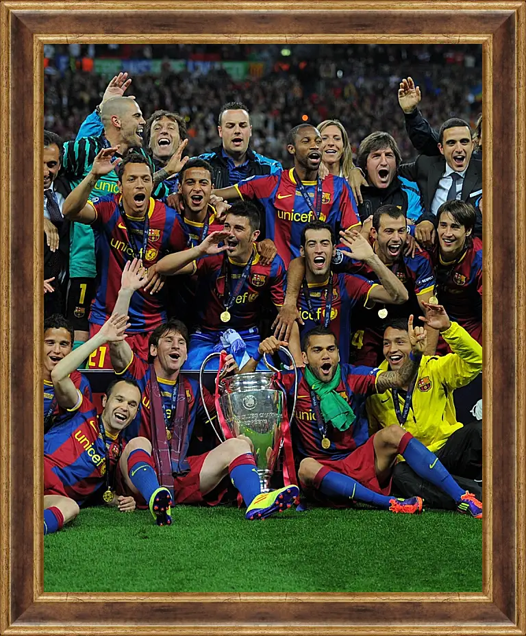 Картина в раме - Победа в Лиге Чемпионов 2011. ФК Барселона. FC Barcelona