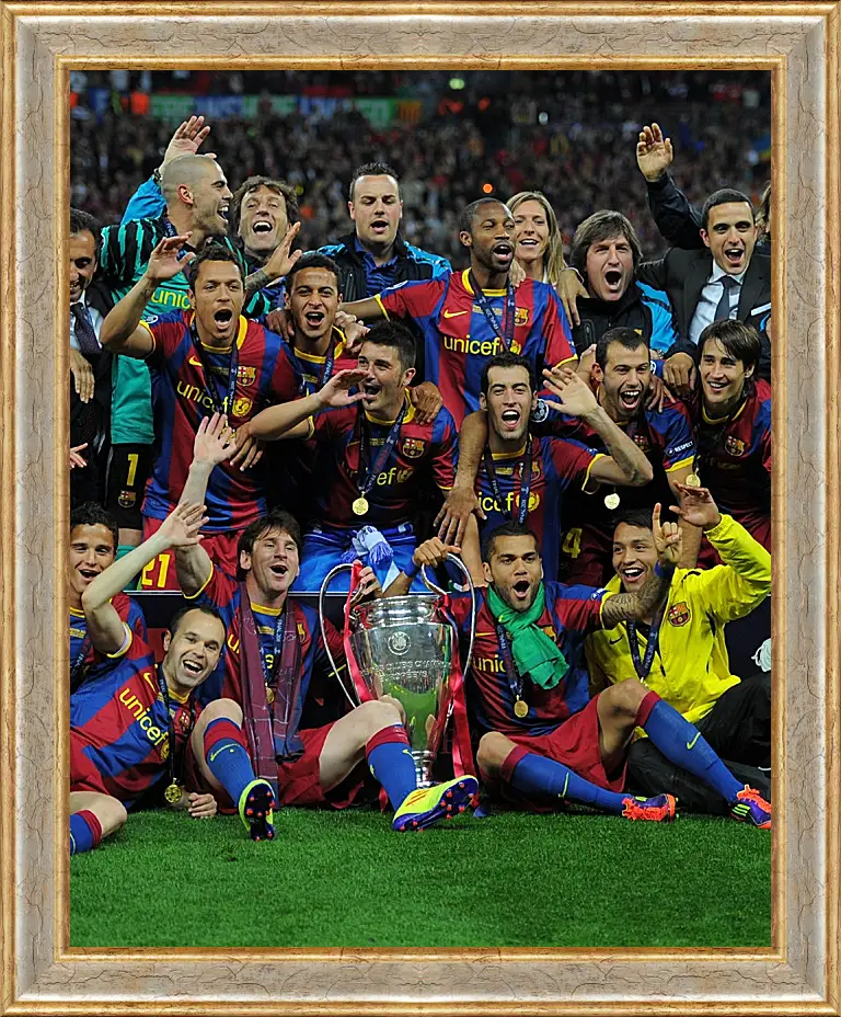 Картина в раме - Победа в Лиге Чемпионов 2011. ФК Барселона. FC Barcelona