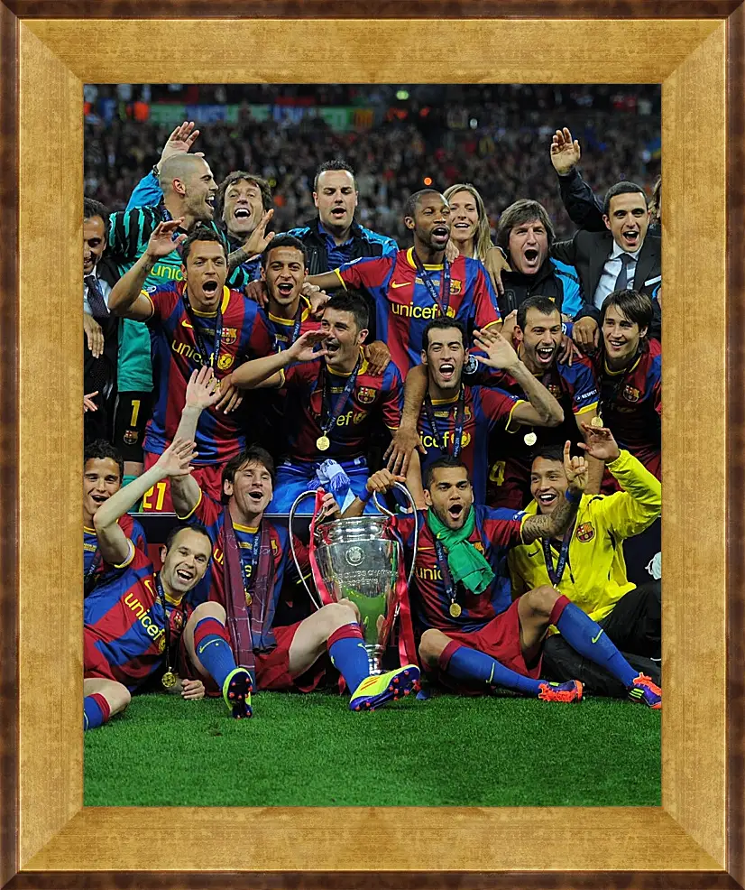 Картина в раме - Победа в Лиге Чемпионов 2011. ФК Барселона. FC Barcelona