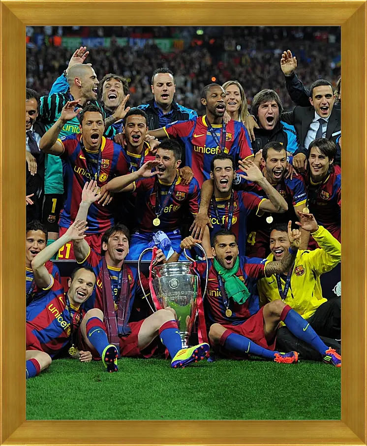 Картина в раме - Победа в Лиге Чемпионов 2011. ФК Барселона. FC Barcelona