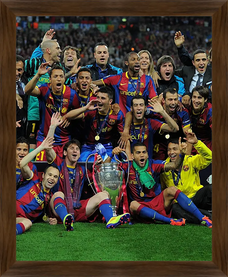 Картина в раме - Победа в Лиге Чемпионов 2011. ФК Барселона. FC Barcelona