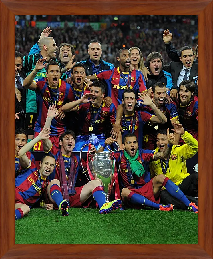 Картина в раме - Победа в Лиге Чемпионов 2011. ФК Барселона. FC Barcelona