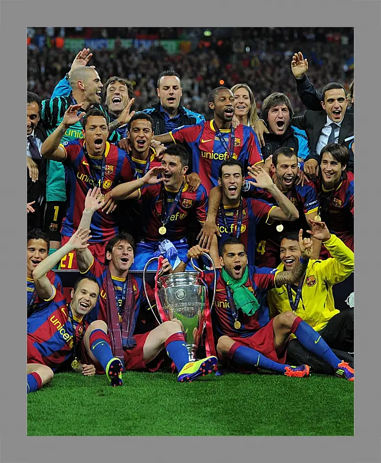 Картина в раме - Победа в Лиге Чемпионов 2011. ФК Барселона. FC Barcelona