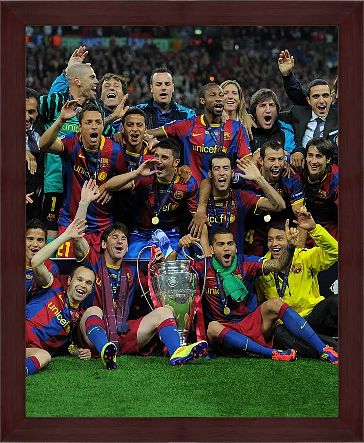 Картина в раме - Победа в Лиге Чемпионов 2011. ФК Барселона. FC Barcelona