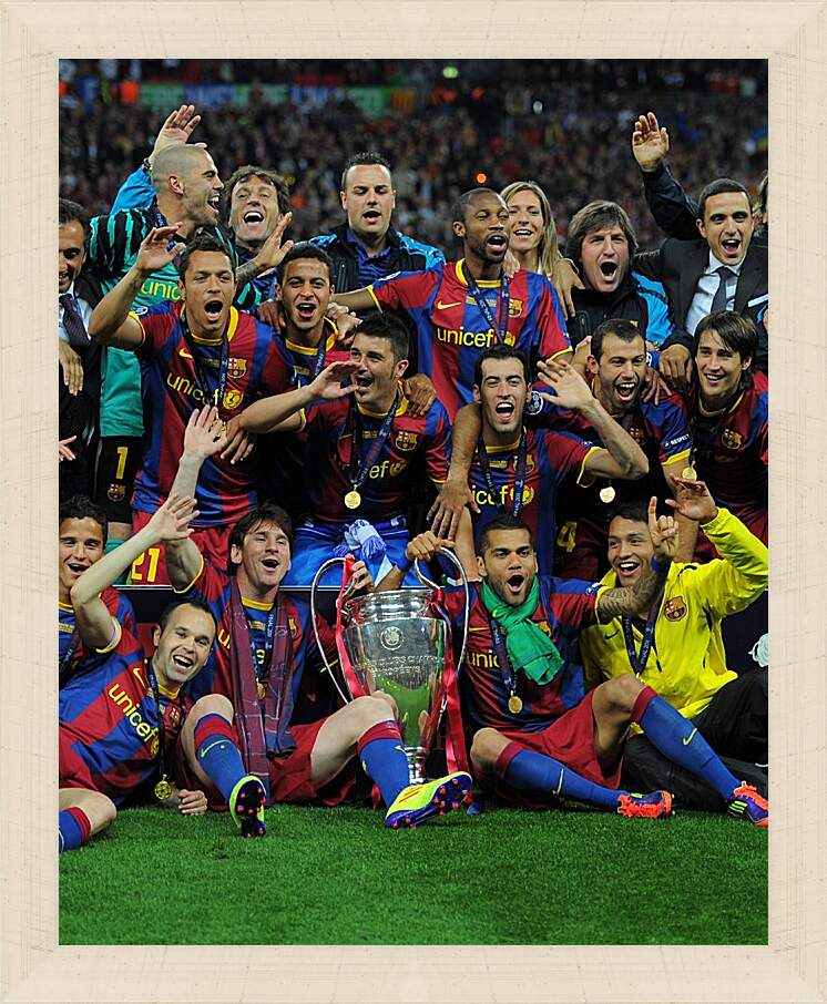 Картина в раме - Победа в Лиге Чемпионов 2011. ФК Барселона. FC Barcelona