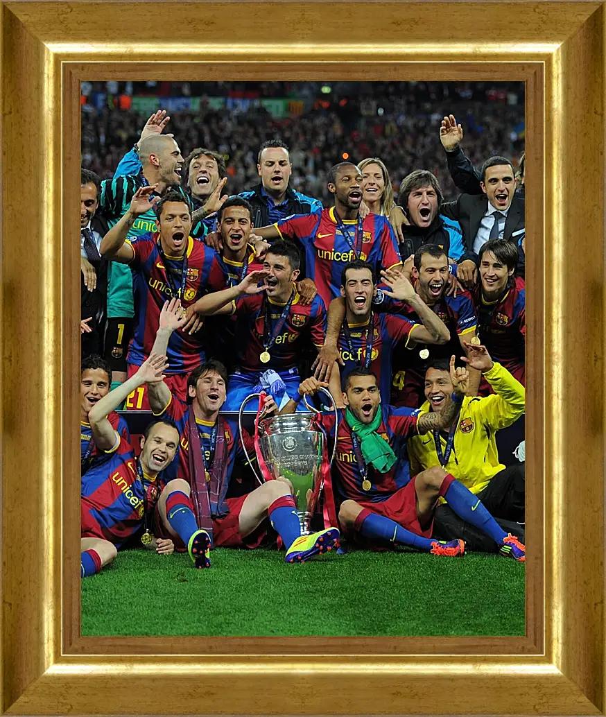 Картина в раме - Победа в Лиге Чемпионов 2011. ФК Барселона. FC Barcelona