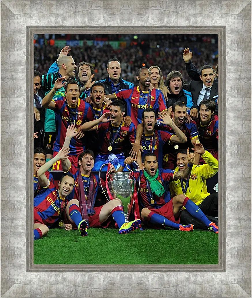 Картина в раме - Победа в Лиге Чемпионов 2011. ФК Барселона. FC Barcelona