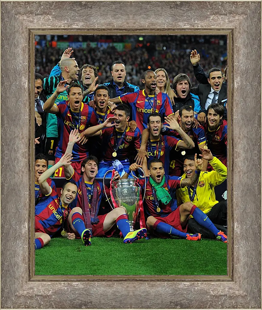 Картина в раме - Победа в Лиге Чемпионов 2011. ФК Барселона. FC Barcelona