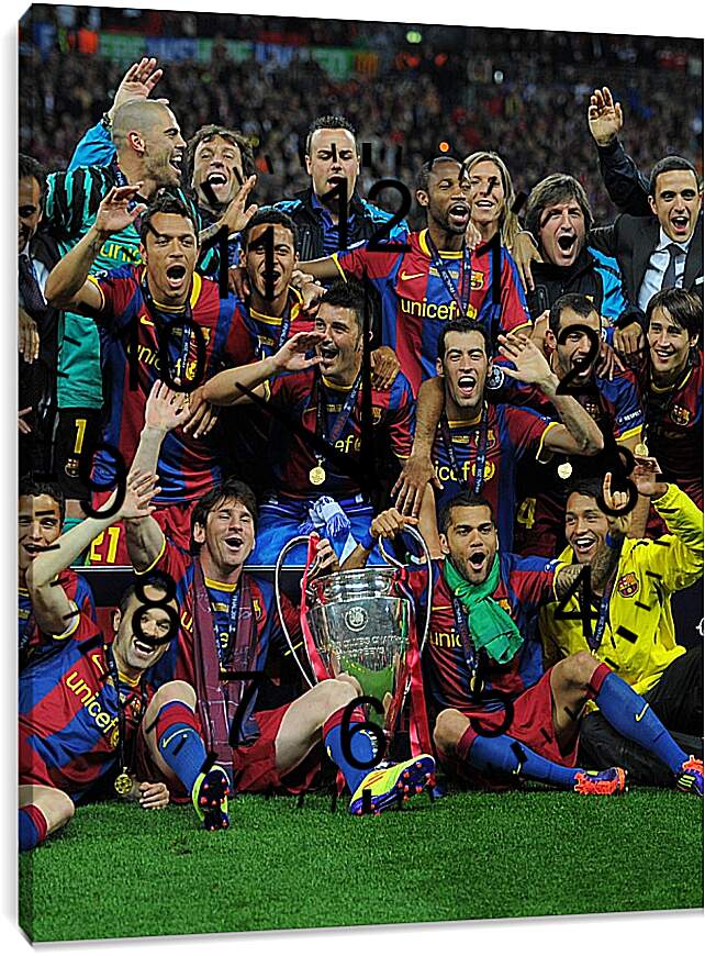 Часы картина - Победа в Лиге Чемпионов 2011. ФК Барселона. FC Barcelona