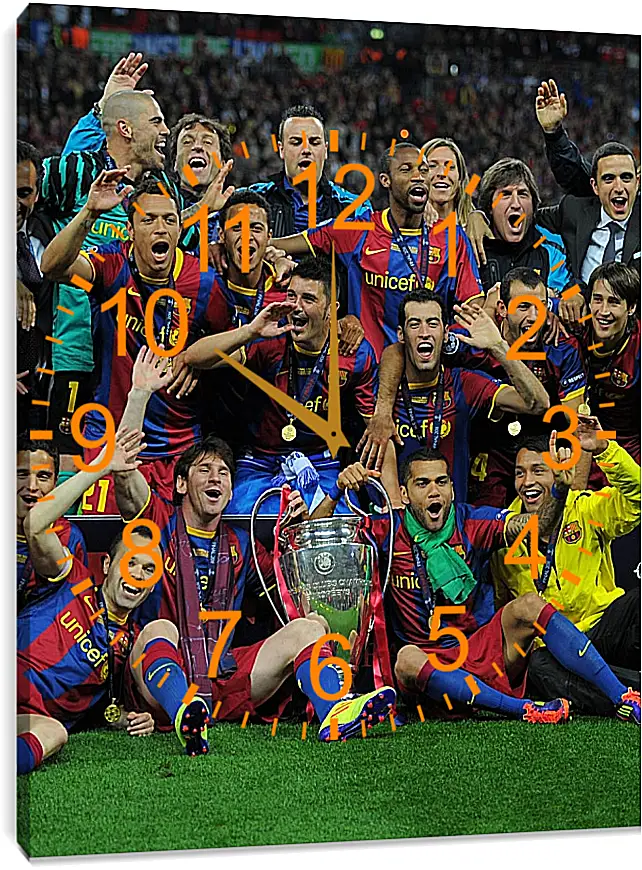 Часы картина - Победа в Лиге Чемпионов 2011. ФК Барселона. FC Barcelona