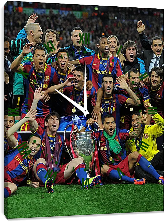 Часы картина - Победа в Лиге Чемпионов 2011. ФК Барселона. FC Barcelona