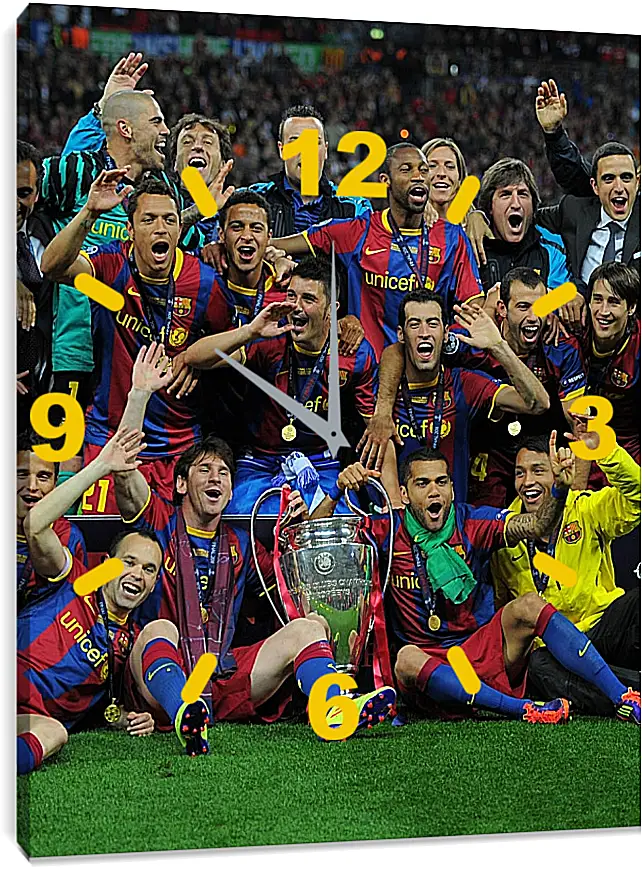 Часы картина - Победа в Лиге Чемпионов 2011. ФК Барселона. FC Barcelona