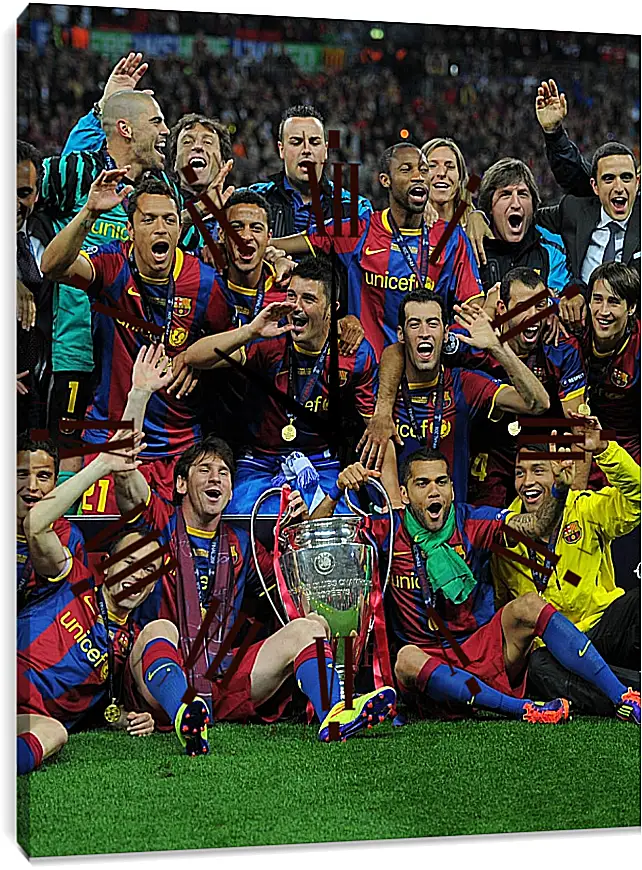 Часы картина - Победа в Лиге Чемпионов 2011. ФК Барселона. FC Barcelona