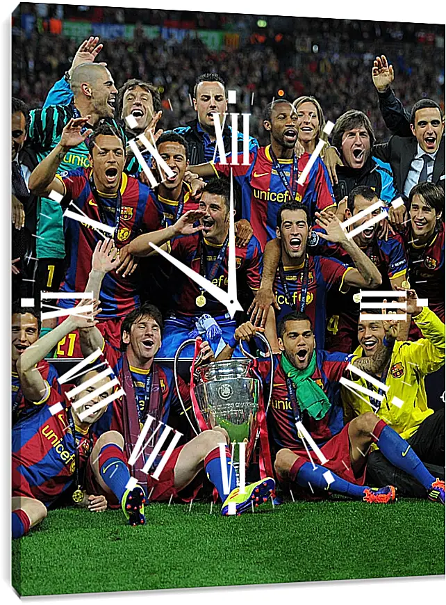 Часы картина - Победа в Лиге Чемпионов 2011. ФК Барселона. FC Barcelona