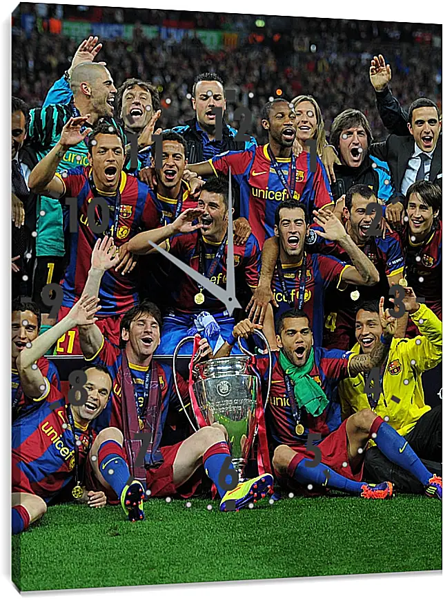 Часы картина - Победа в Лиге Чемпионов 2011. ФК Барселона. FC Barcelona