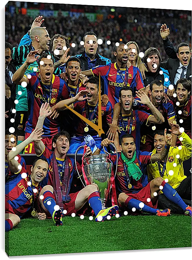 Часы картина - Победа в Лиге Чемпионов 2011. ФК Барселона. FC Barcelona