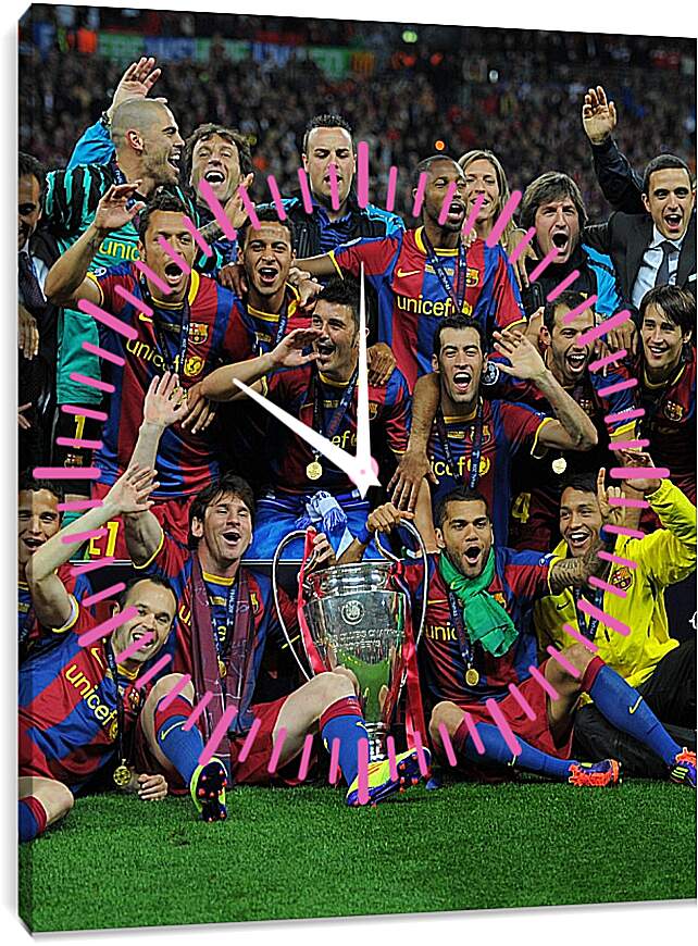 Часы картина - Победа в Лиге Чемпионов 2011. ФК Барселона. FC Barcelona