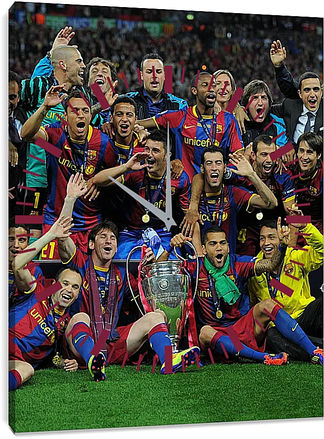 Часы картина - Победа в Лиге Чемпионов 2011. ФК Барселона. FC Barcelona