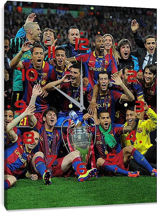 Часы картина - Победа в Лиге Чемпионов 2011. ФК Барселона. FC Barcelona