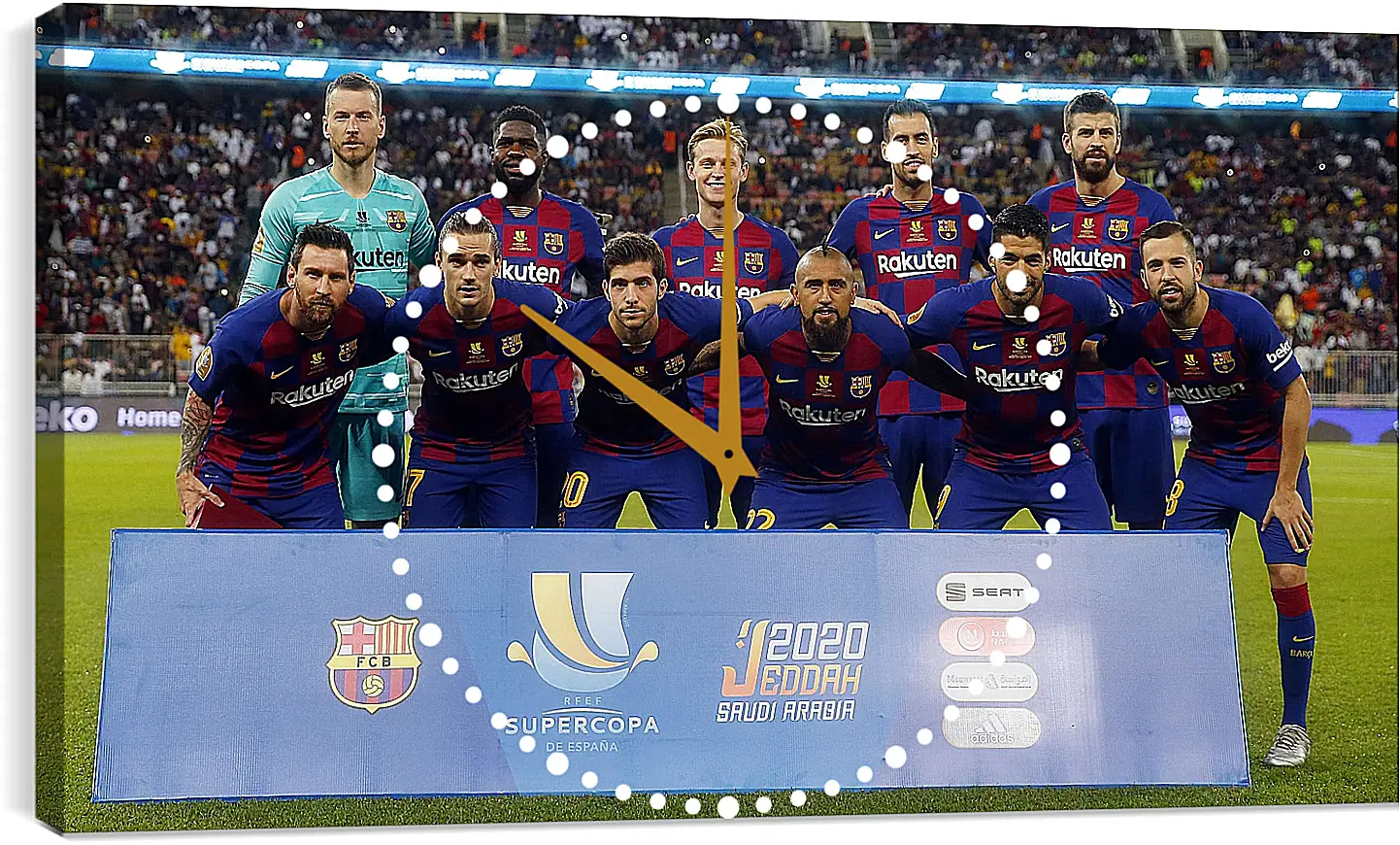 Часы картина - Фото перед матчем ФК Барселона. FC Barcelona