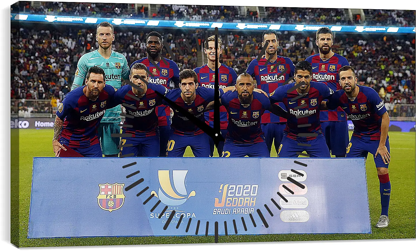 Часы картина - Фото перед матчем ФК Барселона. FC Barcelona