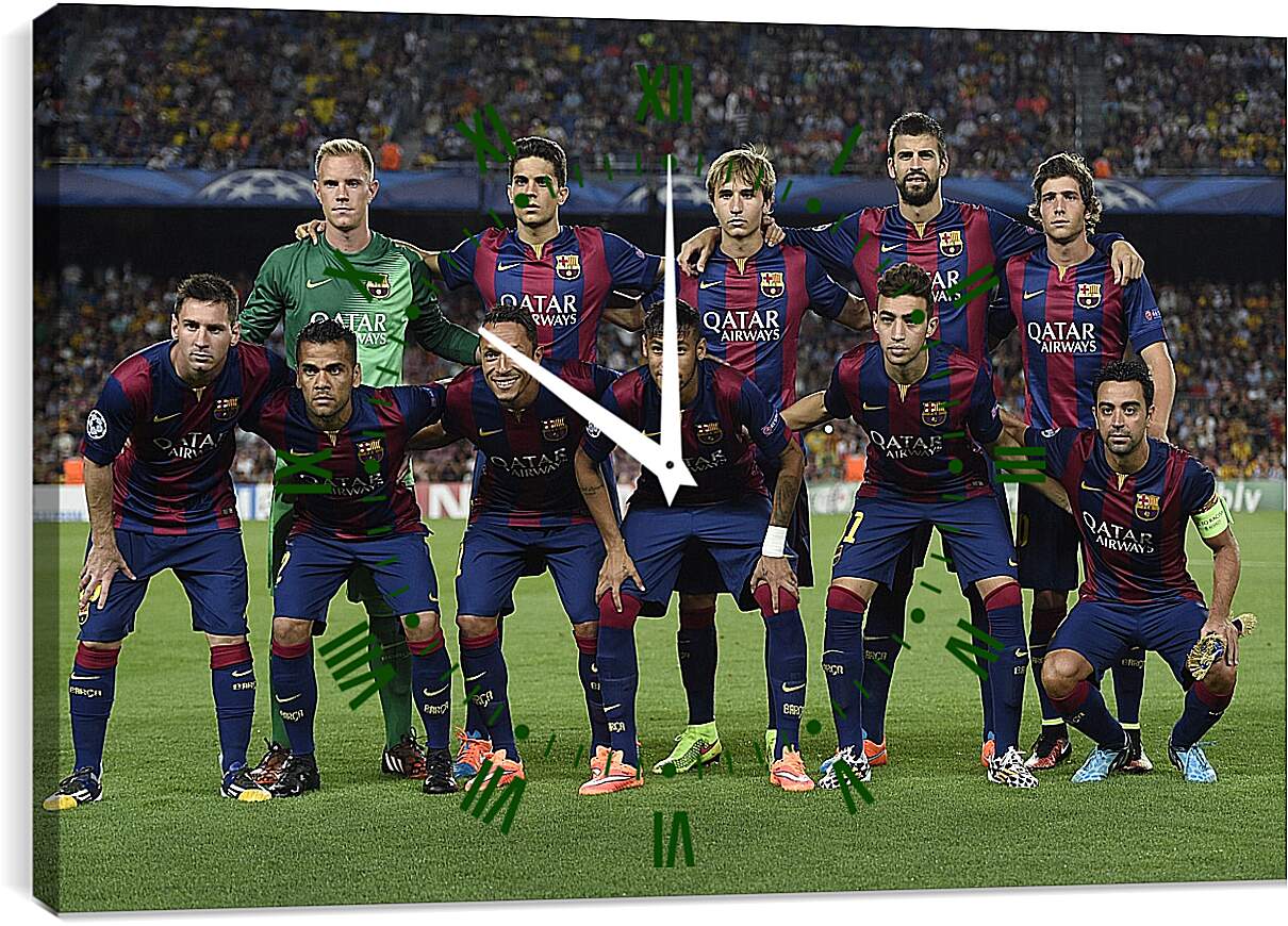 Часы картина - Фото перед матчем ФК Барселона. FC Barcelona