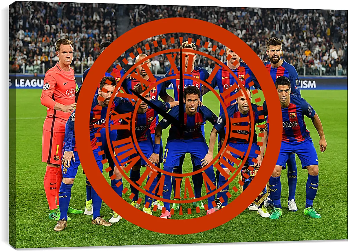 Часы картина - Фото перед матчем ФК Барселона. FC Barcelona