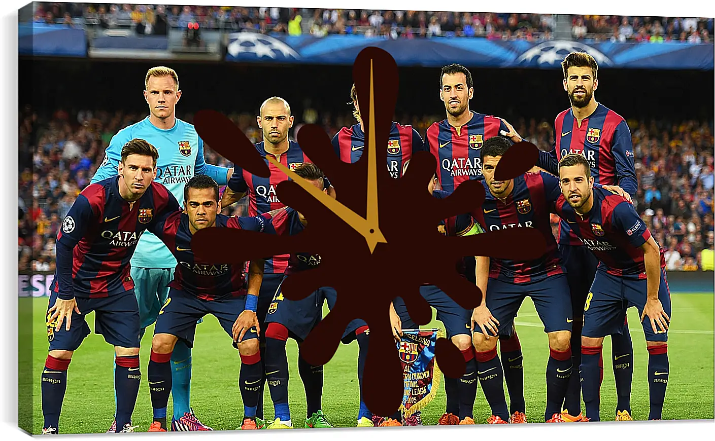 Часы картина - Фото перед матчем ФК Барселона. FC Barcelona