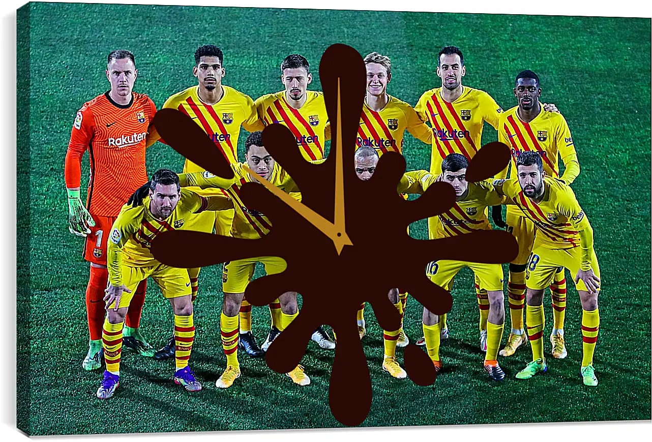 Часы картина - Фото перед матчем ФК Барселона. FC Barcelona