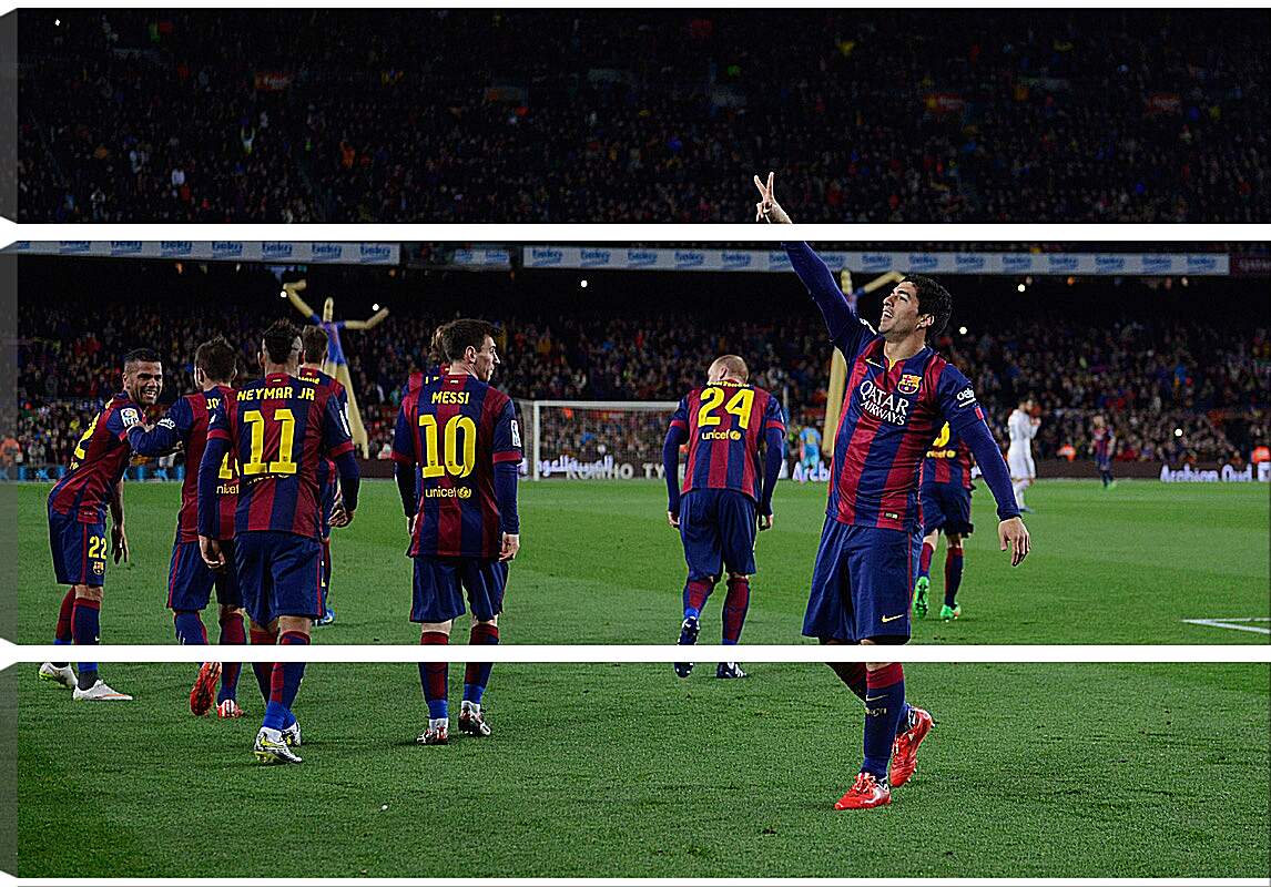 Модульная картина - Празднование гола. ФК Барселона. FC Barcelona