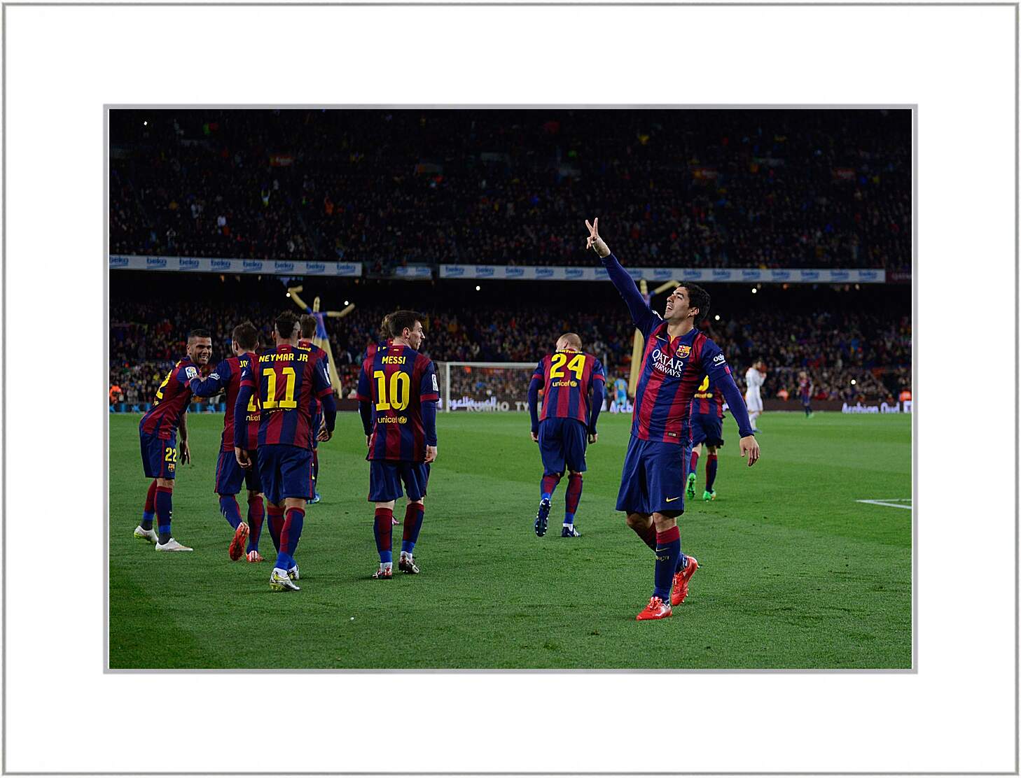 Картина в раме - Празднование гола. ФК Барселона. FC Barcelona