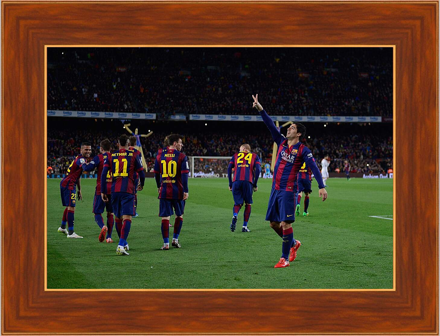 Картина в раме - Празднование гола. ФК Барселона. FC Barcelona